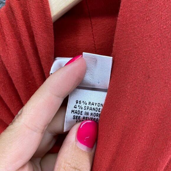 Talbots Top Women PM Petite Red Turtleneck Long Sleeve Rayon Pullover Casual - Picture 6 of 9